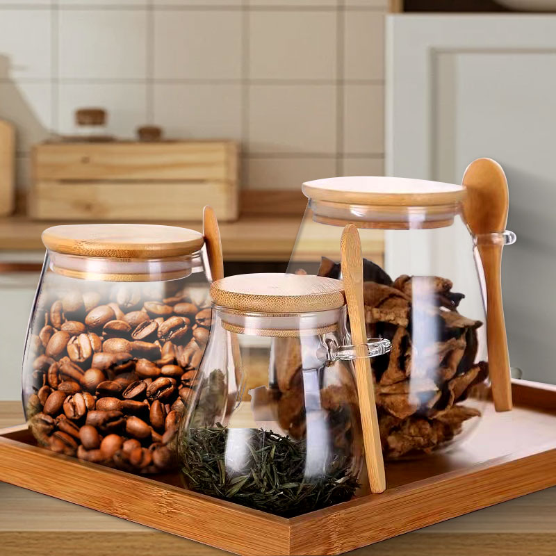 Coffee Equipment Organizer - 34oz mühürlü cam kavanoz kaşık ve
