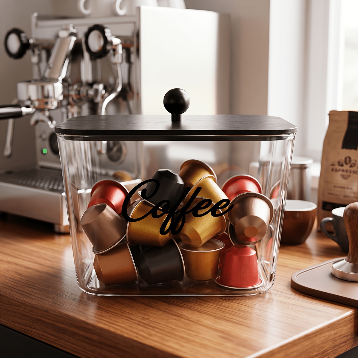 Coffee Equipment Organizer - Kapaklı Kahve Kapsülü Tutucu Plastik Saklama