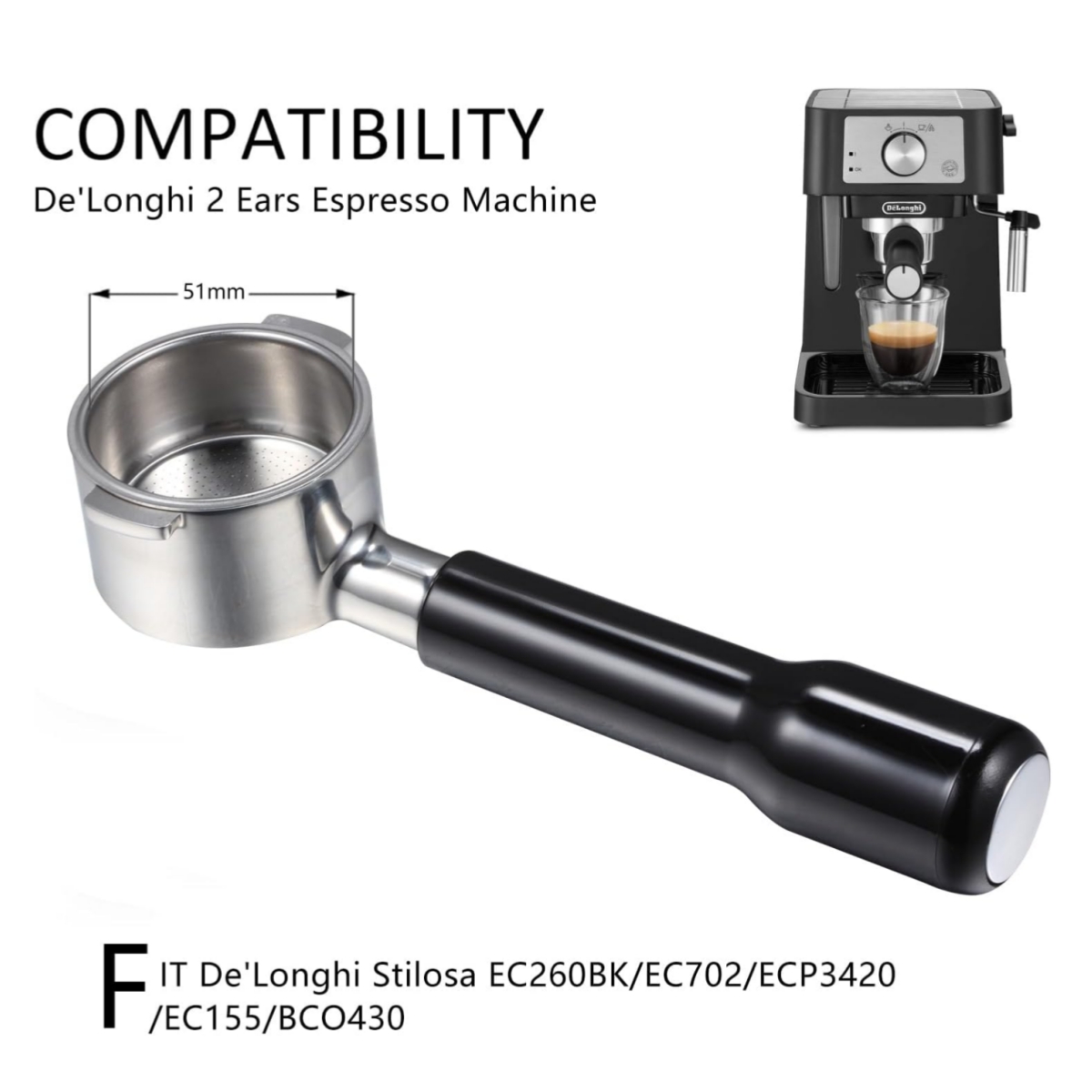 Delonghi Espresso Ecp3420 - 51mm Dipsiz Portafilter 2 Kulak Delonghi