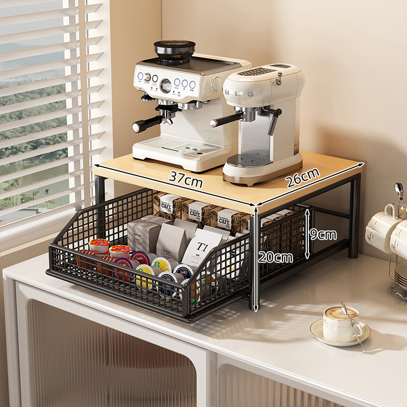 Coffee Equipment Organizer - Kahve Makinesi Depolama Rafı Çekmeceli Düzenleyici